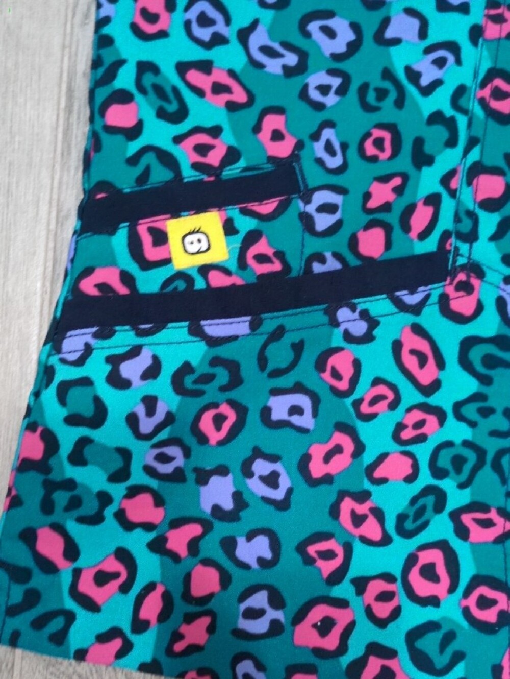 WonderWink Teal Leopard Scrub Print Tee with Pink & Purple Spots - Picture 2 of 5